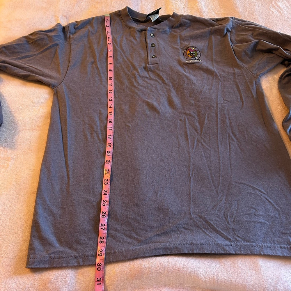 Vintage 90s cotton long sleeve t-shirt dusty purple HOODOO SKI embroidered XL - Picture 9 of 9